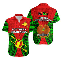 Papua New Guinea Hawaiian Shirt Southern Highlands Province Mix Coat Of Arms Polynesian Art - Wonder Print Shop