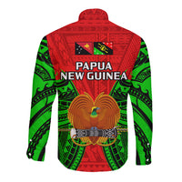 Papua New Guinea Long Sleeve Button Shirt Southern Highlands Province Mix Coat Of Arms Polynesian Art - Wonder Print Shop