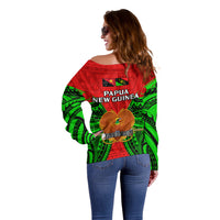 Papua New Guinea Off Shoulder Sweater Southern Highlands Province Mix Coat Of Arms Polynesian Art - Wonder Print Shop