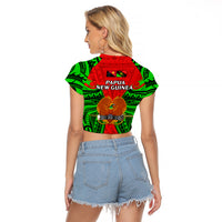 Papua New Guinea Raglan Cropped T Shirt Southern Highlands Province Mix Coat Of Arms Polynesian Art - Wonder Print Shop