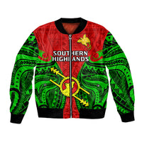 (Custom Personalised) Papua New Guinea Bomber Jacket Southern Highlands Province Mix Coat Of Arms Polynesian Art - Wonder Print Shop