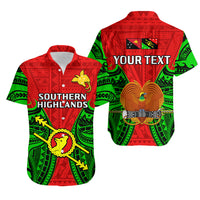 (Custom Personalised) Papua New Guinea Hawaiian Shirt Southern Highlands Province Mix Coat Of Arms Polynesian Art - Wonder Print Shop