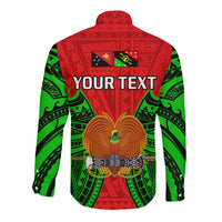 (Custom Personalised) Papua New Guinea Long Sleeve Button Shirt Southern Highlands Province Mix Coat Of Arms Polynesian Art - Wonder Print Shop