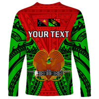 (Custom Personalised) Papua New Guinea Long Sleeve Shirt Southern Highlands Province Mix Coat Of Arms Polynesian Art - Wonder Print Shop