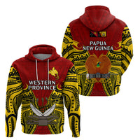 Papua New Guinea Hoodie Western Province Mix Coat Of Arms Polynesian Art - Wonder Print Shop