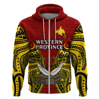 Papua New Guinea Hoodie Western Province Mix Coat Of Arms Polynesian Art - Wonder Print Shop