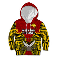 Papua New Guinea Kid Hoodie Western Province Mix Coat Of Arms Polynesian Art - Wonder Print Shop