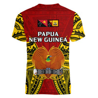Papua New Guinea Women V Neck T Shirt Western Province Mix Coat Of Arms Polynesian Art - Wonder Print Shop