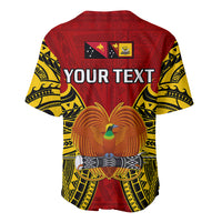 (Custom Personalised) Papua New Guinea Baseball Jersey Western Province Mix Coat Of Arms Polynesian Art - Wonder Print Shop