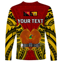 (Custom Personalised) Papua New Guinea Long Sleeve Shirt Western Province Mix Coat Of Arms Polynesian Art - Wonder Print Shop