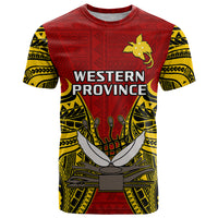 Custom Papua New Guinea T Shirt Western Province Mix Coat Of Arms Polynesian Art - Wonder Print Shop
