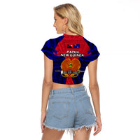 Papua New Guinea Raglan Cropped T Shirt West New Britain Province Mix Coat Of Arms Polynesian Art - Wonder Print Shop