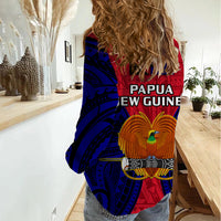 Papua New Guinea Women Casual Shirt West New Britain Province Mix Coat Of Arms Polynesian Art - Wonder Print Shop