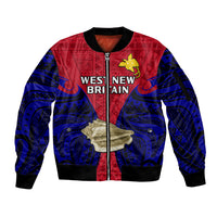 (Custom Personalised) Papua New Guinea Sleeve Zip Bomber Jacket West New Britain Province Mix Coat Of Arms Polynesian Art - Wonder Print Shop