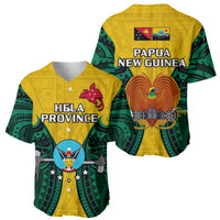 Papua New Guinea Baseball Jersey Hela Province Mix Coat Of Arms Polynesian Art - Wonder Print Shop