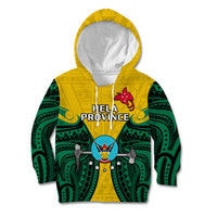 Papua New Guinea Kid Hoodie Hela Province Mix Coat Of Arms Polynesian Art - Wonder Print Shop