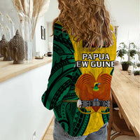 Papua New Guinea Women Casual Shirt Hela Province Mix Coat Of Arms Polynesian Art - Wonder Print Shop
