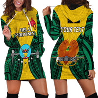 (Custom Personalised) Papua New Guinea Hoodie Dress Hela Province Mix Coat Of Arms Polynesian Art - Wonder Print Shop