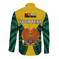 (Custom Personalised) Papua New Guinea Long Sleeve Button Shirt Hela Province Mix Coat Of Arms Polynesian Art - Wonder Print Shop