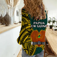 Papua New Guinea Women Casual Shirt Jiwaka Province Mix Coat Of Arms Polynesian Art - Wonder Print Shop