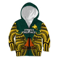 (Custom Personalised) Papua New Guinea Kid Hoodie Jiwaka Province Mix Coat Of Arms Polynesian Art - Wonder Print Shop