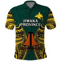Custom Papua New Guinea Polo Shirt Jiwaka Province Mix Coat Of Arms Polynesian Art - Wonder Print Shop
