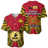 Papua New Guinea Baseball Jersey National Capital District Mix Coat Of Arms Polynesian Art - Wonder Print Shop