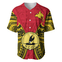 Papua New Guinea Baseball Jersey National Capital District Mix Coat Of Arms Polynesian Art - Wonder Print Shop