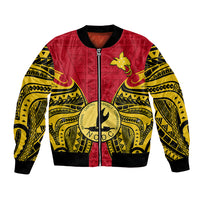 (Custom Personalised) Papua New Guinea Bomber Jacket National Capital District Mix Coat Of Arms Polynesian Art - Wonder Print Shop