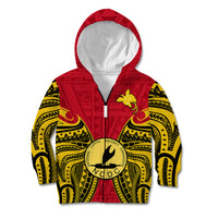 (Custom Personalised) Papua New Guinea Kid Hoodie National Capital District Mix Coat Of Arms Polynesian Art - Wonder Print Shop