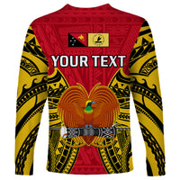 (Custom Personalised) Papua New Guinea Long Sleeve Shirt National Capital District Mix Coat Of Arms Polynesian Art - Wonder Print Shop