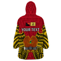 (Custom Personalised) Papua New Guinea Wearable Blanket Hoodie National Capital District Mix Coat Of Arms Polynesian Art - Wonder Print Shop