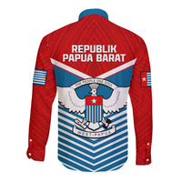 West Papua Long Sleeve Button Shirt Coat Of Arms And Morning Star Flag - Wonder Print Shop
