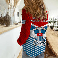 West Papua Women Casual Shirt Coat Of Arms And Morning Star Flag - Wonder Print Shop