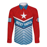 (Custom Personalised) West Papua Long Sleeve Button Shirt Coat Of Arms And Morning Star Flag - Wonder Print Shop