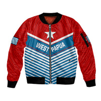 (Custom Personalised) West Papua Sleeve Zip Bomber Jacket Coat Of Arms And Morning Star Flag - Wonder Print Shop