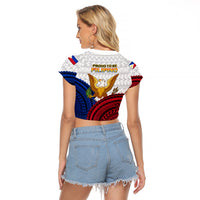Philippines Independence Day Raglan Cropped T Shirt Proud To Be Filipino Polynesian Pattern - Wonder Print Shop