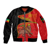 (Custom Personalised) Ethiopia Derg Downfall Day Sleeve Zip Bomber Jacket Ethiopian Lion of Judah - Wonder Print Shop