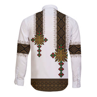 Ethiopia Long Sleeve Button Shirt Ethiopian Tilet With African Pattern Ver.01 - Wonder Print Shop
