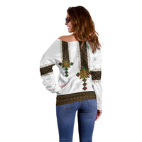 Ethiopia Off Shoulder Sweater Ethiopian Tilet With African Pattern Ver.01 - Wonder Print Shop