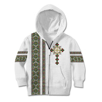 Ethiopia Kid Hoodie Ethiopian Tilet With African Pattern Ver.02 - Wonder Print Shop