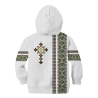 Ethiopia Kid Hoodie Ethiopian Tilet With African Pattern Ver.02 - Wonder Print Shop