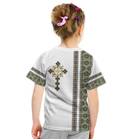 Ethiopia Kid T Shirt Ethiopian Tilet With African Pattern Ver.02 - Wonder Print Shop