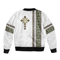 Ethiopia Sleeve Zip Bomber Jacket Ethiopian Tilet With African Pattern Ver.02 - Wonder Print Shop