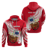 Custom Samoa Hoodie Ula Fala Kava Bowl Plumeria Polynesian Red - Wonder Print Shop