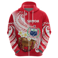 Custom Samoa Hoodie Ula Fala Kava Bowl Plumeria Polynesian Red - Wonder Print Shop