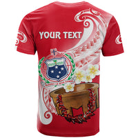 Custom Samoa T Shirt Ula Fala Kava Bowl Plumeria Polynesian Red - Wonder Print Shop