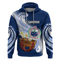 Custom Samoa Hoodie Ula Fala Kava Bowl Plumeria Polynesian Blue - Wonder Print Shop
