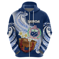 Custom Samoa Hoodie Ula Fala Kava Bowl Plumeria Polynesian Blue - Wonder Print Shop