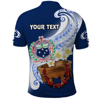 Custom Samoa Polo Shirt Ula Fala Kava Bowl Plumeria Polynesian Blue - Wonder Print Shop